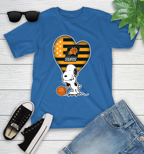 Phoenix Suns NBA Basketball The Peanuts Movie Adorable Snoopy Youth T-Shirt 9