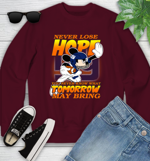 New York Giants NFL Football Mickey Disney Never Lose Hope Youth Sweatshirt 4
