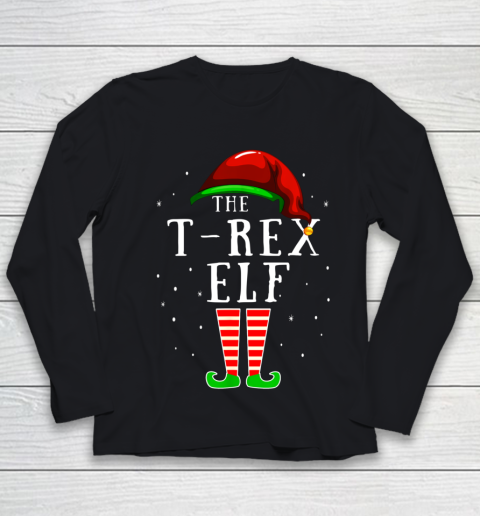 T Rex Elf Matching Family Group Christmas Party Pajama Youth Long Sleeve