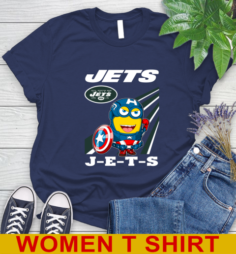 NFL Football New York Jets Captain America Marvel Avengers Minion Shirt Women's T-Shirt 12