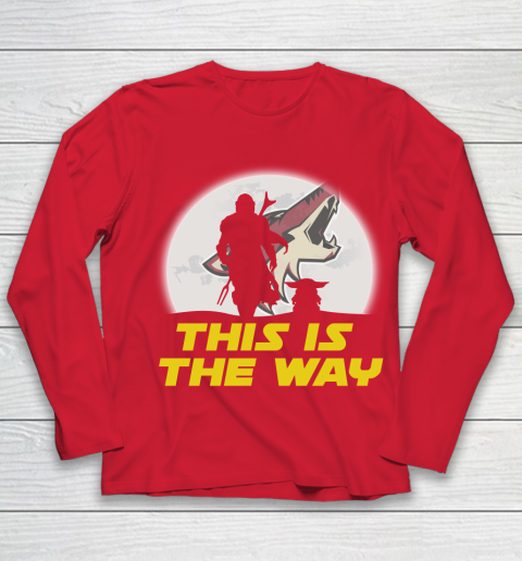 Arizona Coyotes NHL Ice Hockey Star Wars Yoda And Mandalorian This Is The Way Youth Long Sleeve 8