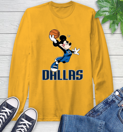 NBA Basketball Dallas Mavericks Cheerful Mickey Mouse Shirt Long Sleeve T-Shirt 3