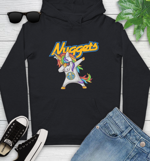 Denver Nuggets NBA Basketball Funny Unicorn Dabbing Sports Youth Hoodie 2