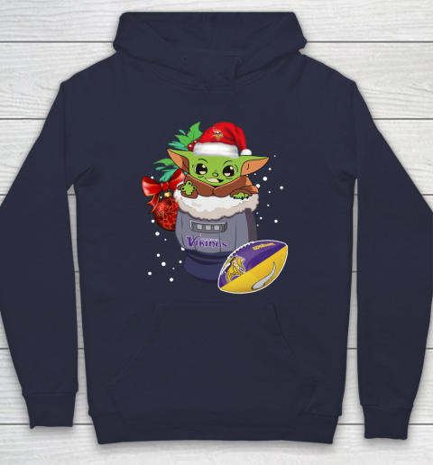Minnesota Vikings Christmas Baby Yoda Star Wars Funny Happy NFL Hoodie 4