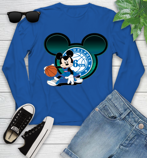 NBA Philadelphia 76ers Mickey Mouse Disney Basketball Youth Long Sleeve 9