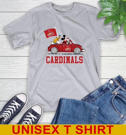 MLB Baseball St.Louis Cardinals Pluto Mickey Driving Disney Shirt T-Shirt 6