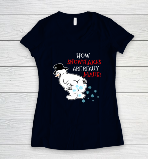 Funny Snowman How Snowflake Are Really Made Christmas Cutome Women's V-Neck T-Shirt 2