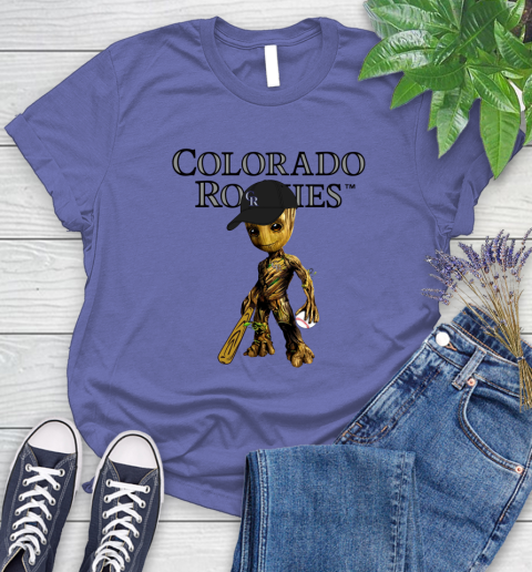 MLB Colorado Rockies Groot Guardians Of The Galaxy Baseball Women's T-Shirt 11