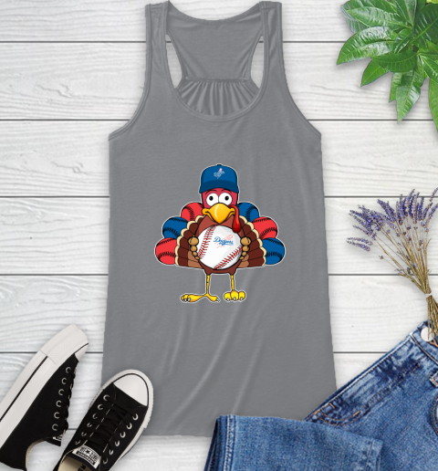 Los Angeles Dodgers Turkey thanksgiving Racerback Tank - Image 6