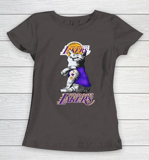 NBA Basketball My Cat Loves Los Angeles Lakers Women's T-Shirt 7