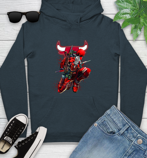 NBA Deadpool Marvel Comics Sports Basketball Chicago Bulls Youth Hoodie 8