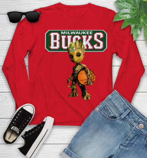 Milwaukee Bucks NBA Basketball Groot Marvel Guardians Of The Galaxy Youth Long Sleeve 12 Milwaukee Bucks NBA Basketball Groot Marvel Guardians Of The Galaxy Youth Long Sleeve - Image 12