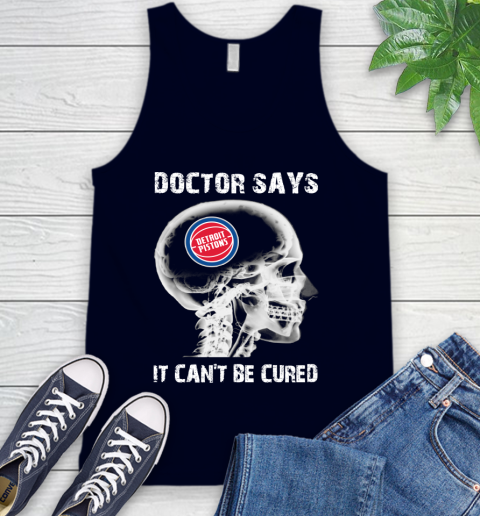 NBA Detroit Pistons Basketball Skull It Can't Be Cured Shirt Tank Top 2
