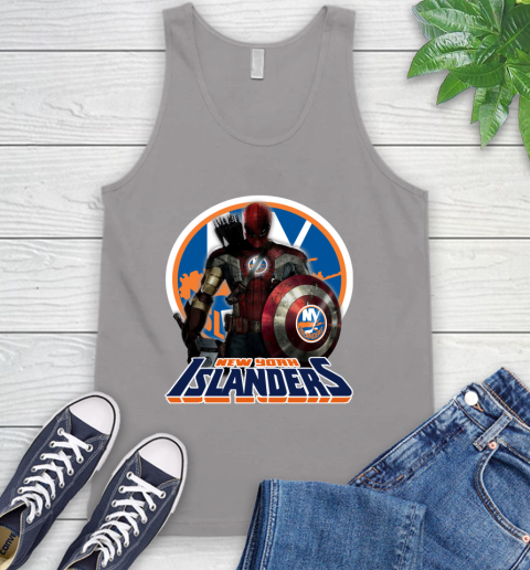 NHL Captain America Thor Spider Man Hawkeye Avengers Endgame Hockey New York Islanders Tank Top 4