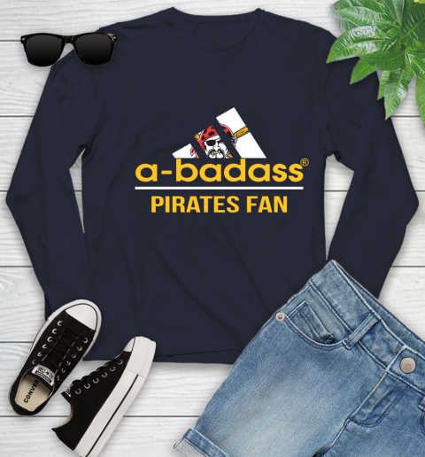 MLB A Badass Pittsburgh Pirates Fan Adidas Baseball Sports Youth Long Sleeve 2