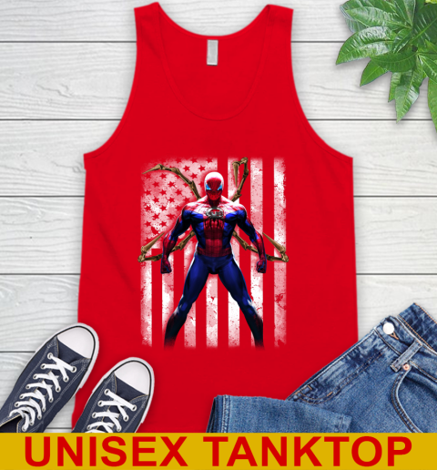 MLB Baseball Cincinnati Reds Spider Man Avengers Marvel American Flag Shirt Tank Top 5