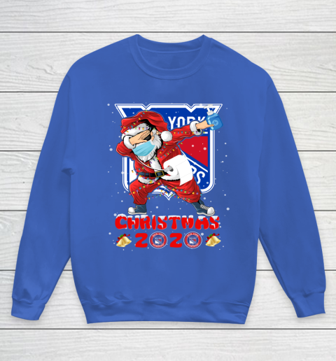 New York Rangers Funny Santa Claus Dabbing Christmas 2020 NHL Youth Sweatshirt 6