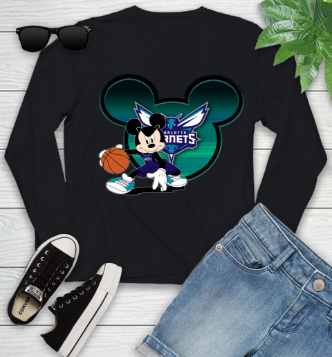 NBA Charlotte Hornets Mickey Mouse Disney Basketball Youth Long Sleeve 2