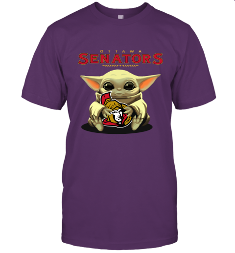 Baby Yoda Hugs The Ottawa Senators Ice Hockey Unisex Jersey Tee