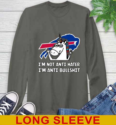 Buffalo Bills NFL Football Unicorn I'm Not Anti Hater I'm Anti Bullshit Long Sleeve T-Shirt 8