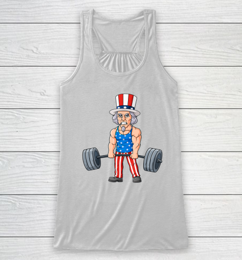4th Of July Uncle Sam Weightlifting Funny Deadlift Fitness Racerback Tank