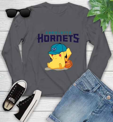 NBA Pikachu Basketball Sports Charlotte Hornets Youth Long Sleeve 8