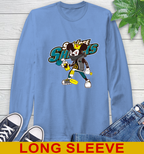San Jose Sharks NHL Hockey Mickey Peace Sign Sports Long Sleeve T-Shirt 11