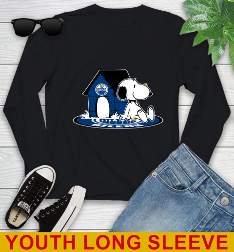 NHL Hockey Edmonton Oilers Snoopy The Peanuts Movie Shirt Youth Long Sleeve 2