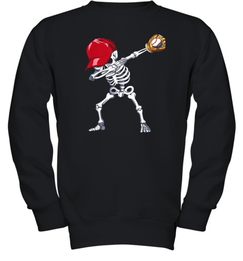 Dabbing Skeleton Baseball Shirt Funny Halloween Gift Boys Youth Sweatshirt