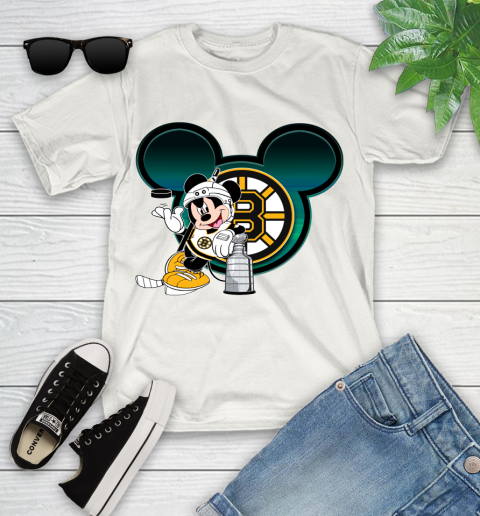 NHL Boston Bruins Stanley Cup Mickey Mouse Disney Hockey T Shirt Youth T-Shirt