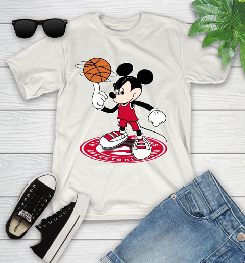 NBA Basketball Atlanta Hawks Cheerful Mickey Disney Shirt Youth T-Shirt 2