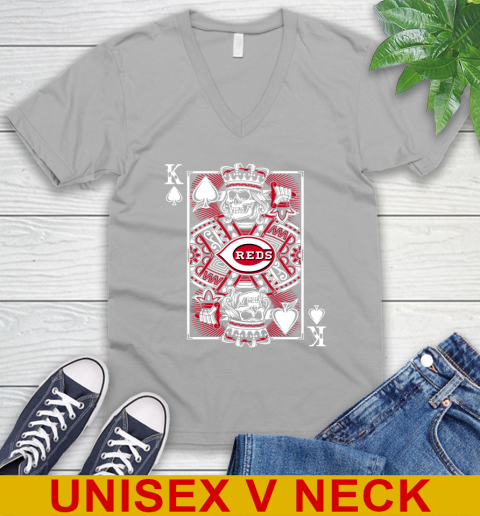 Cincinnati Reds MLB Baseball The King Of Spades Death Cards Shirt V-Neck T-Shirt 3