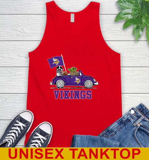 NFL Football Minnesota Vikings Darth Vader Baby Yoda Driving Star Wars Shirt Tank Top 6