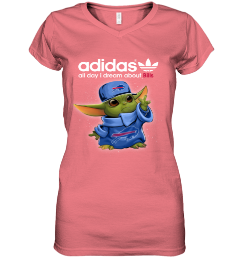 Baby Yoda Adidas All Day I Dream About  Bills znzd baby yoda adidas all day i dream aboutbills women v neck t shirt 39 front coral