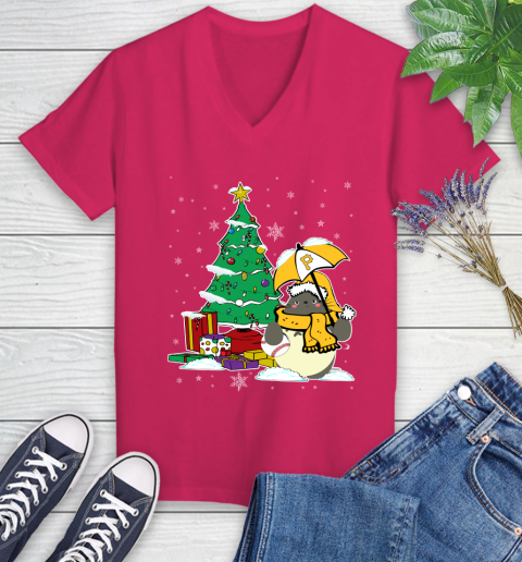 Pittsburgh Pirates MLB Baseball Cute Tonari No Totoro Christmas Sports Women's V-Neck T-Shirt 9