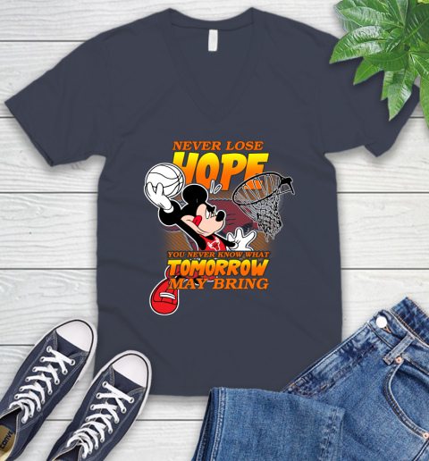 Chicago Bulls NBA Basketball Mickey Disney Never Lose Hope V-Neck T-Shirt 8