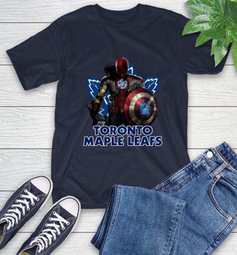 NHL Captain America Thor Spider Man Hawkeye Avengers Endgame Hockey Toronto Maple Leafs T-Shirt 4