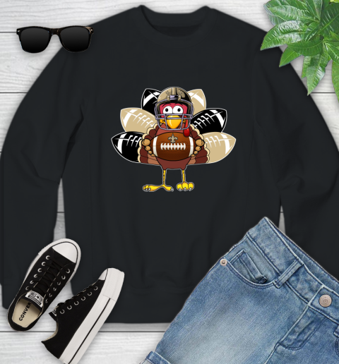 New Orleans Saints Turkey Thanksgiving Day Youth Sweatshirt 2