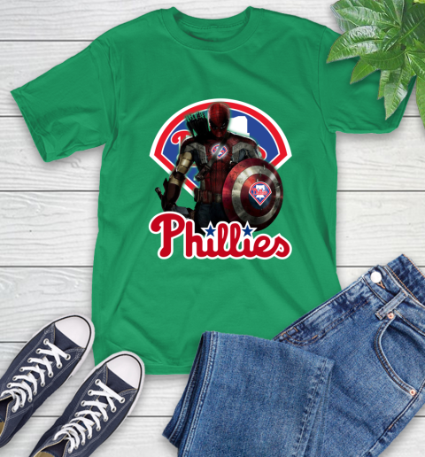 MLB Captain America Thor Spider Man Hawkeye Avengers Endgame Baseball Philadelphia Phillies T-Shirt 7