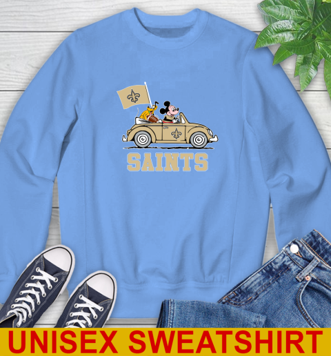 NFL Football New Orleans Saints Pluto Mickey Driving Disney Shirt Sweatshirt - Image 12