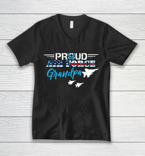 Grandpa Funny Gift Apparel  Proud Air Force Grandpa Gift Us Military V-Neck T-Shirt
