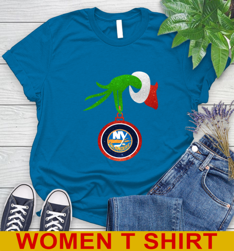 New York Islanders Grinch Merry Christmas NHL Hockey Women's T-Shirt 7