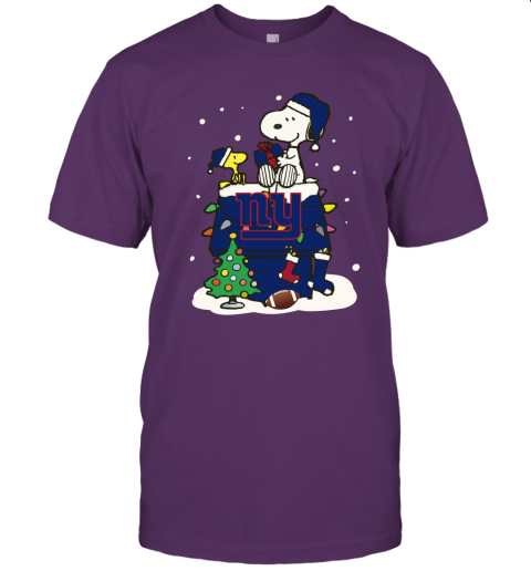 A Happy Christmas With New York Giants Snoopy Unisex Jersey Tee