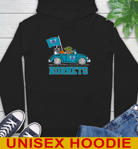 NBA Basketball Charlotte Hornets Darth Vader Baby Yoda Driving Star Wars Shirt Hoodie 2
