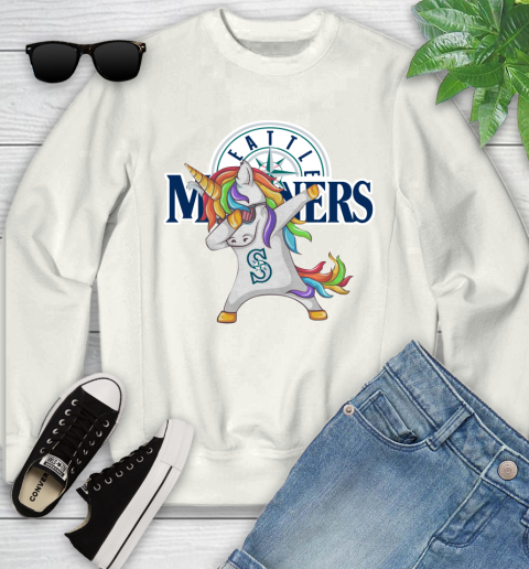 Seattle Mariners MLB Baseball Funny Unicorn Dabbing Sports Youth Sweatshirt