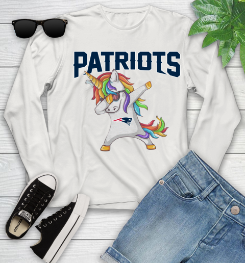 New England Patriots NFL Football Funny Unicorn Dabbing Sports Youth Long Sleeve 12