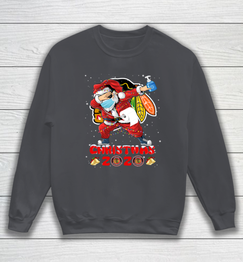 Chicago Blackhawks Funny Santa Claus Dabbing Christmas 2020 NHL Sweatshirt 4