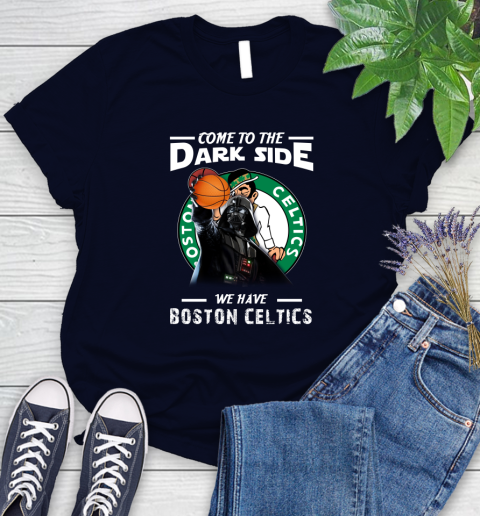 NBA Come To The Dark Side We Have Boston Celtics Star Wars Darth Vader Basketball Women's T-Shirt 2