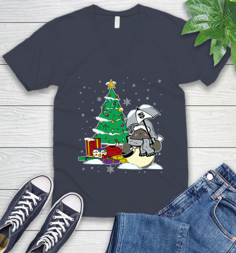 Los Angeles Kings NHL Hockey Cute Tonari No Totoro Christmas Sports V-Neck T-Shirt 8