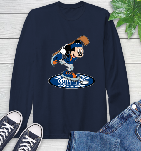 NHL Hockey Edmonton Oilers Cheerful Mickey Disney Shirt Long Sleeve T-Shirt 4